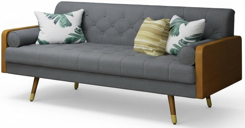 Mid-Century Modern Tufted Fabric Sofa