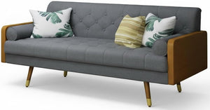 Mid-Century Modern Tufted Fabric Sofa