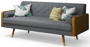 Mid-Century Modern Tufted Fabric Sofa