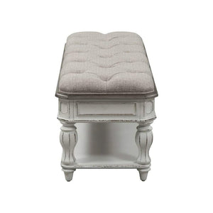 Upholstered Bedroom Bench with Storage Shelf
