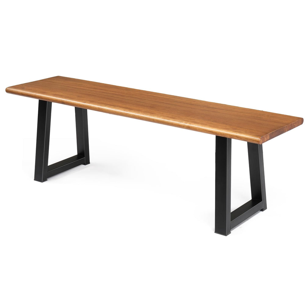 Acacia Wood Outdoor Bench with Metal Legs