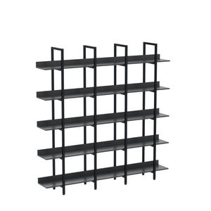 5-Shelf Industrial Open Bookcase with Metal Frame