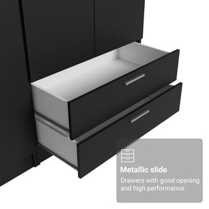 6-Door 4-Drawer Wardrobe with Shelves & Hanging Space