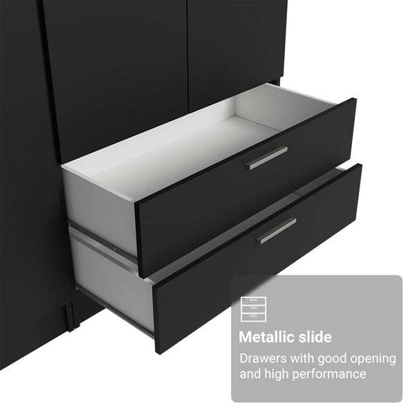 6-Door 4-Drawer Wardrobe with Shelves & Hanging Space