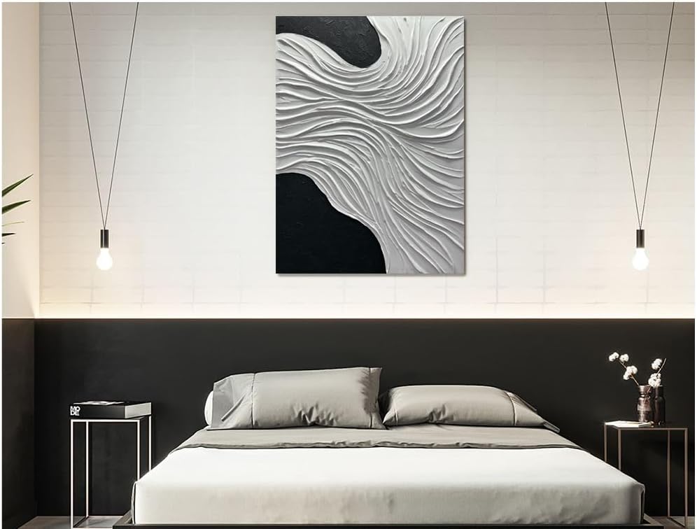 30x45" Hand-Painted Abstract Ocean Wave Oil Painting on Canvas – Vertical Framed Wall Art