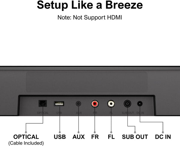 7.1ch Virtual Surround Sound Bar with 4 Surround Speakers & Subwoofer