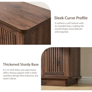 Fluted Sideboard Buffet Cabinet with 4 Doors & Adjustable Shelves
