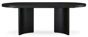 Oval Black Dining Table – Art Deco Pedestal, Seats 8