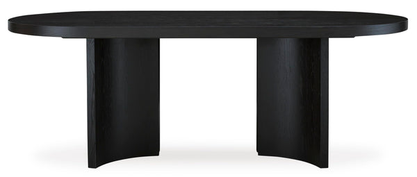 Oval Black Dining Table – Art Deco Pedestal, Seats 8