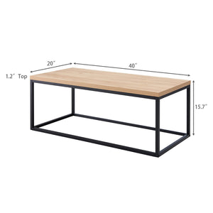 40" Rectangle Coffee Table with Black Metal Legs