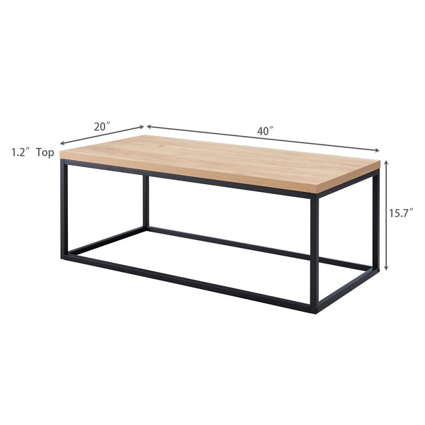 40" Rectangle Coffee Table with Black Metal Legs