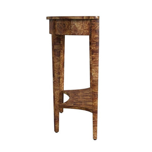 Demilune Console Table – Burl Wood Veneer, 54"W x 15"D x 32"H