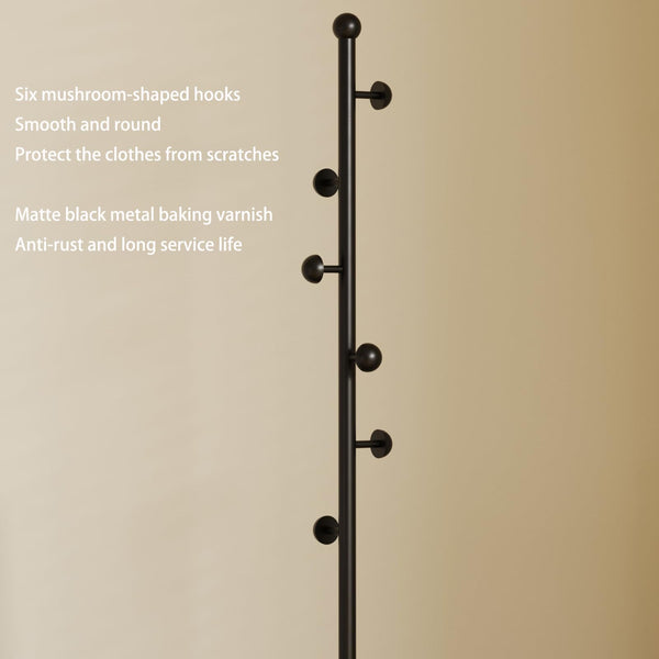 Metal Coat Rack with Marble Base & Storage Tray