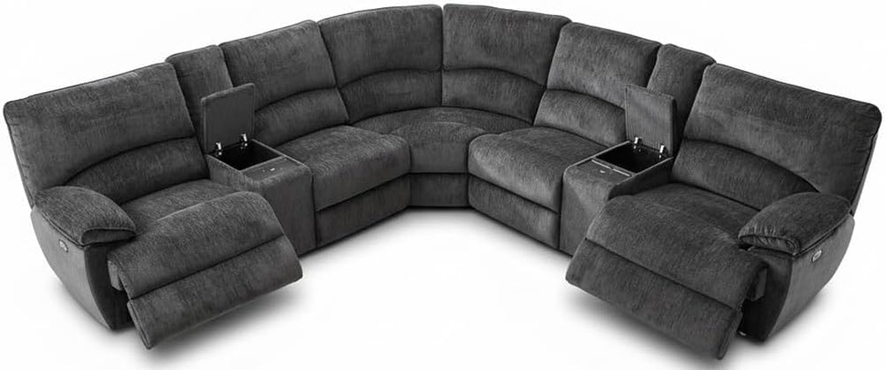 Oversized Power Recliner Sectional Sofa with Wireless Charger, Gray