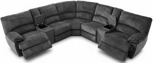 Oversized Power Recliner Sectional Sofa with Wireless Charger, Gray