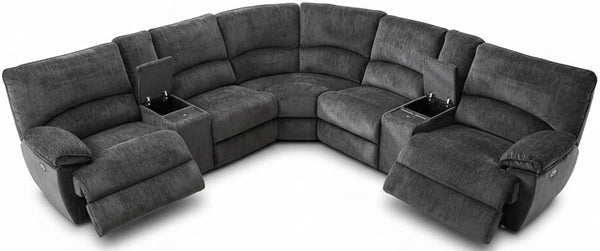 Oversized Power Recliner Sectional Sofa with Wireless Charger, Gray