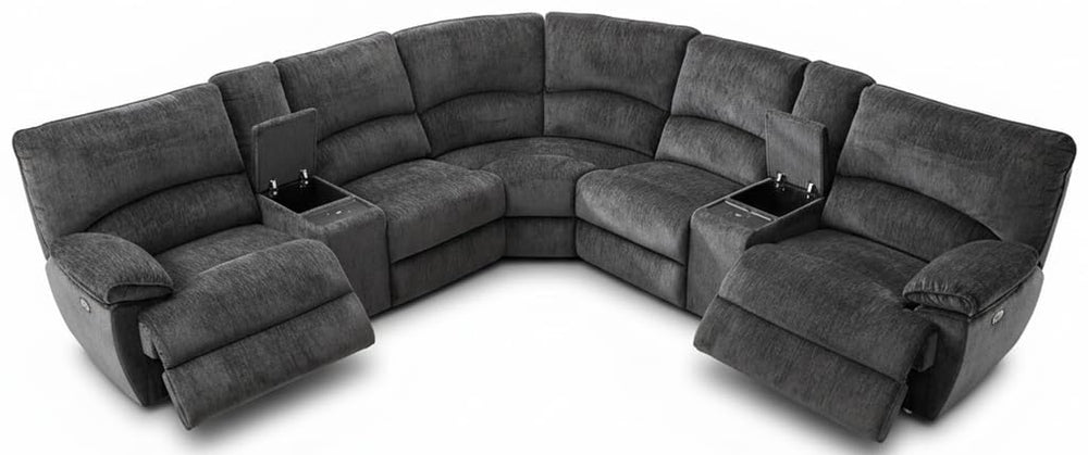 Oversized Power Recliner Sectional Sofa with Wireless Charger, Gray