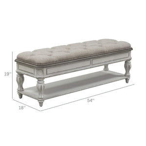 Upholstered Bedroom Bench with Storage Shelf