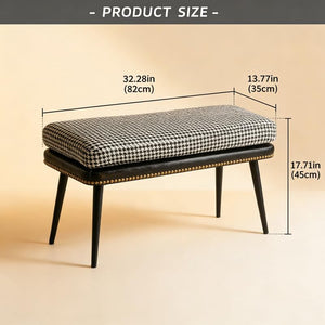 32" Retro Upholstered Entryway Bench with Removable Cushion