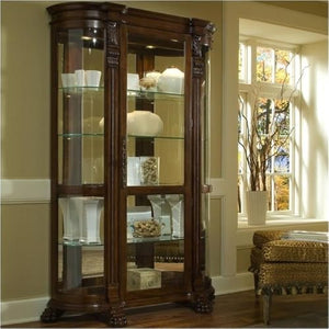 Curved End Curio Cabinet with Lighted Interior