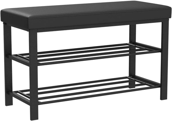 Entryway Shoe Bench with Cushioned Seat & 2 Shelves