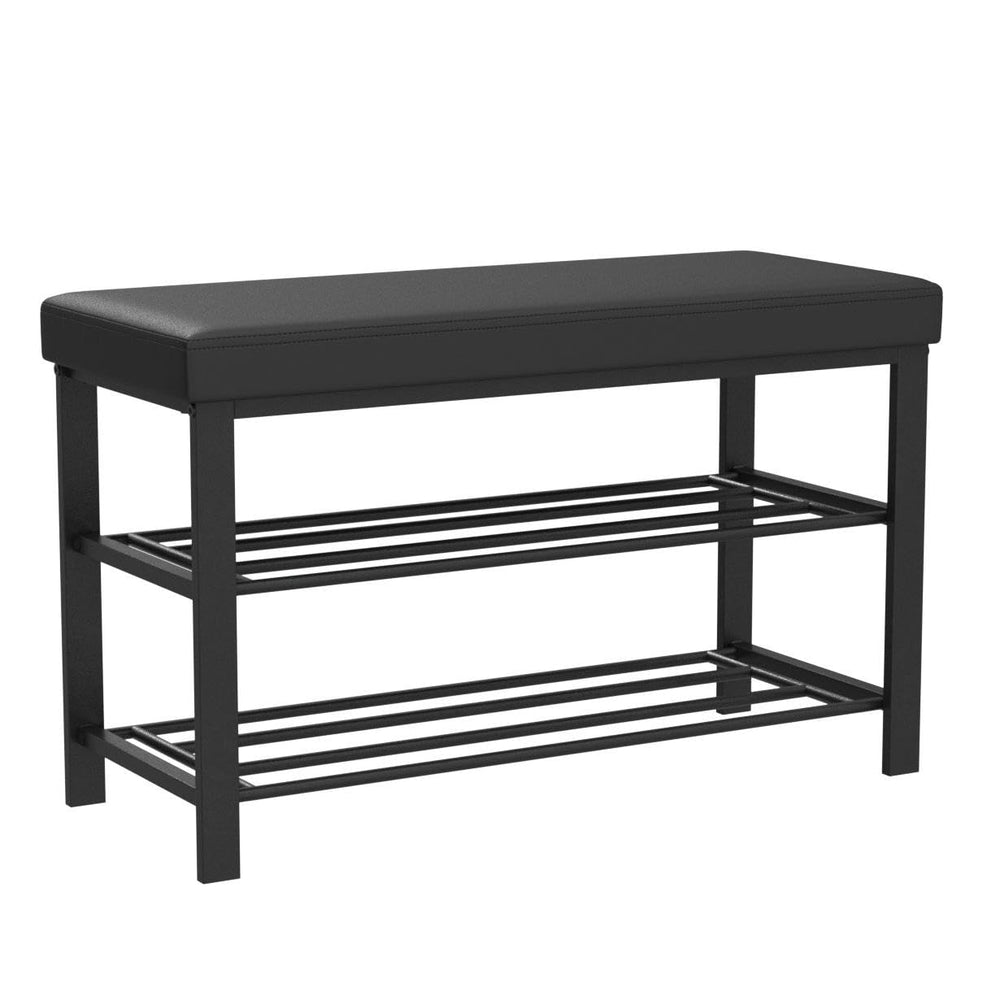 Entryway Shoe Bench with Cushioned Seat & 2 Shelves