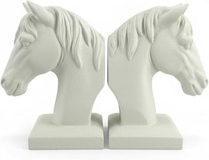 Horse Head Bookends Set – Vintage Resin Book Ends for Shelves