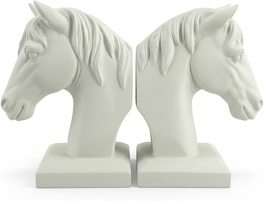 Horse Head Bookends Set – Vintage Resin Book Ends for Shelves