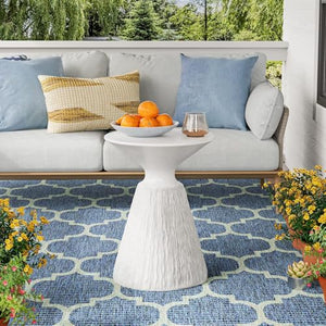 Mushroom Side Table Outdoor MgO Accent Table Round Patio End Table
