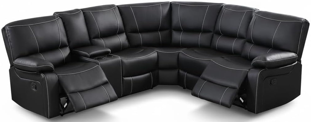 L-Shaped Recliner Sectional Sofa with Cup Holders & Storage