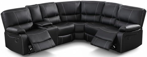 L-Shaped Recliner Sectional Sofa with Cup Holders & Storage
