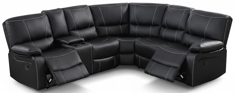 L-Shaped Recliner Sectional Sofa with Cup Holders & Storage