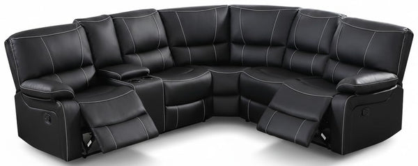 L-Shaped Recliner Sectional Sofa with Cup Holders & Storage