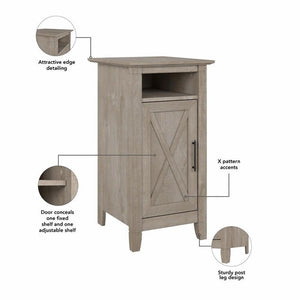 Small Storage Cabinet with Door – Washed Gray Engineered Wood