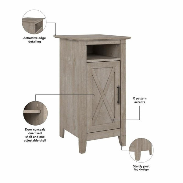 Small Storage Cabinet with Door – Washed Gray Engineered Wood