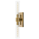 2-Light Brass Wall Sconce with Clear Glass Shade
