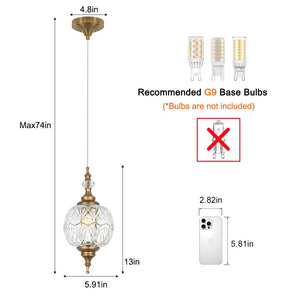 G9 Pendant Light Set of 2 – Glass Shade Adjustable Hanging Light