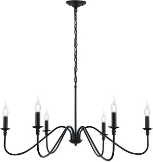 6-Light Black Industrial Chandelier