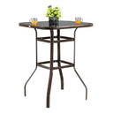 Outdoor Bar Height Table with Square Tempered Glass Top