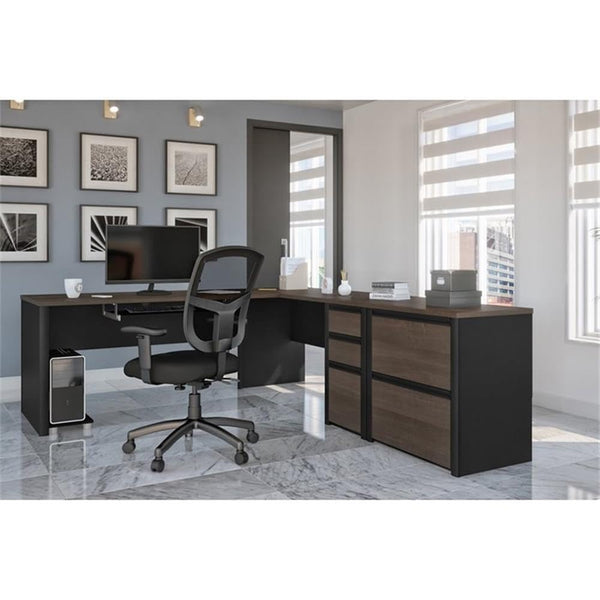 5-Piece L-Shaped Office Desk Set with Lateral Filing Cabinet