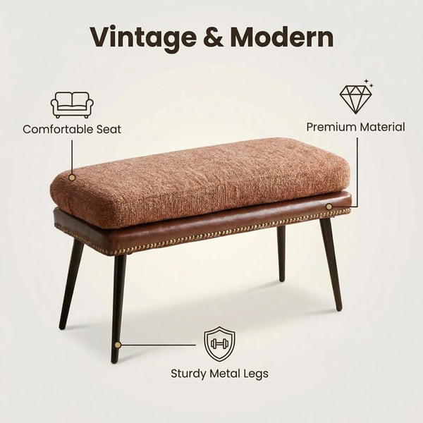 32" Retro Upholstered Entryway Bench