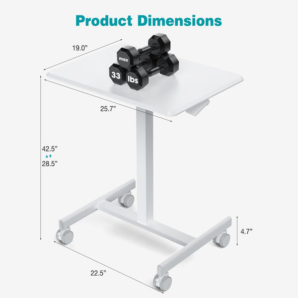 Mobile Height-Adjustable Standing Desk with Wheels