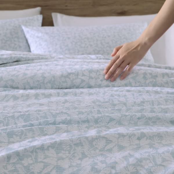 Tropical Floral Cotton Duvet Cover Set with Shams