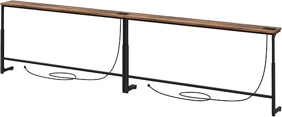 Extra Long Behind Couch Console Table with Power Outlets
