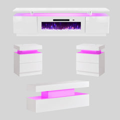 5-Piece Modern Living Room Furniture Set with Electric Fireplace TV Stand