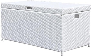 Wicker Rattan Outdoor Storage Deck Box with Steel Frame