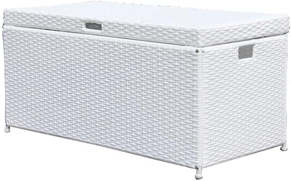 Wicker Rattan Outdoor Storage Deck Box with Steel Frame