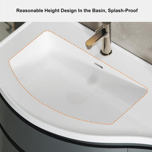 35.4" Wall Mounted Floating Bathroom Vanity with Stone Resin Sink