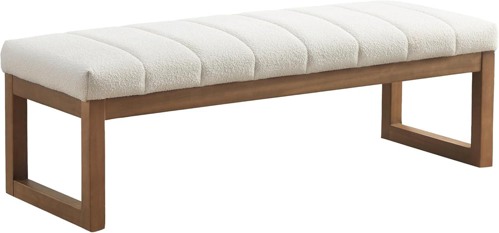 52.7" Upholstered Bedroom Bench – Boucle Fabric, Solid Wood Frame, Multi-Use