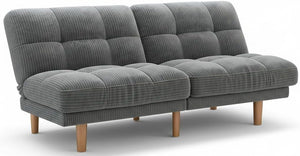 65" Convertible Futon Sofa Bed – Corduroy Fabric, Grey